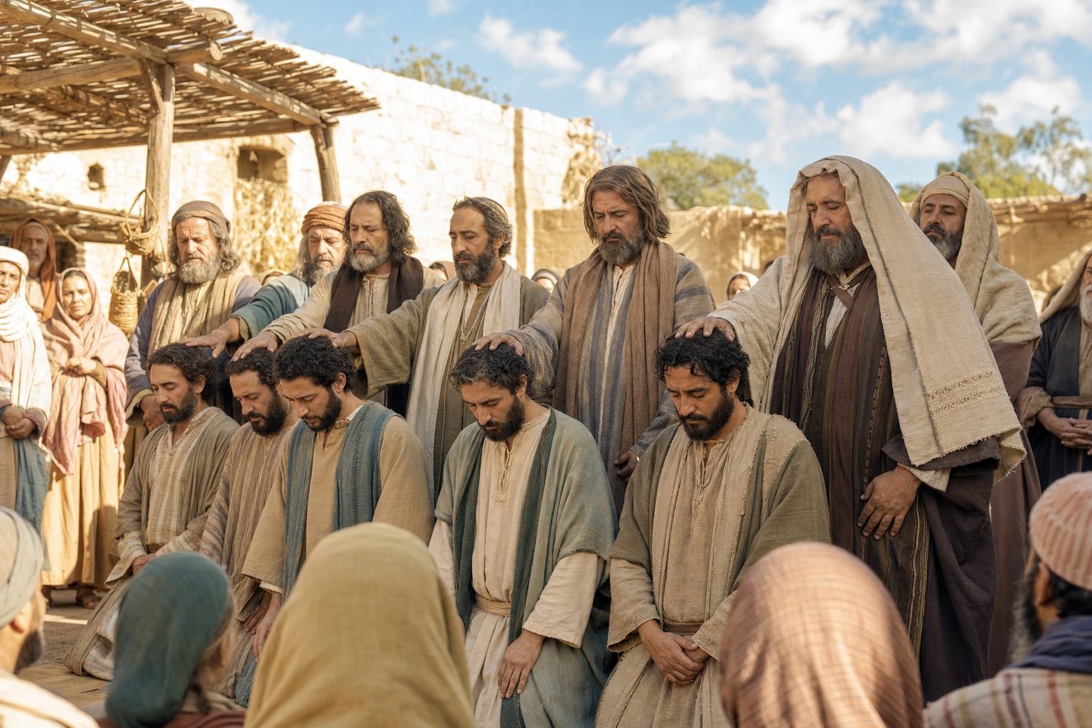 Photorealistic depiction of the Holy Apostles (out of seventy) of Prochorus, Nicanor, Timon and Parmen, Orthodox calendar, 2026-08-10, other Photorealistic depiction of the Holy Apostles (out of seventy) of Prochorus, Nicanor, Timon and Parmen, Orthodox calendar, 2026-08-10, other
